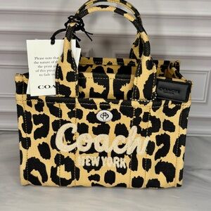 Coach Mini Tote Bag Leopard Canvas | Mini Carryall With Crossbody Strap | New